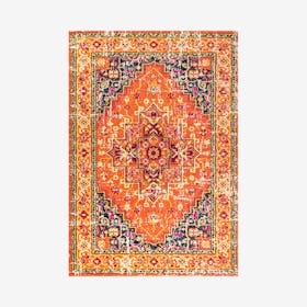 Brooklyn Geometric Medallion Area Rug - Orange / Blue