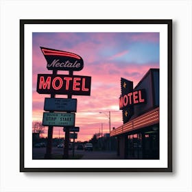 Sunset At The Motel 2 Art Print