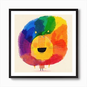 Lion With Rainbow Mane Square Nursery Art Print