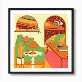 At Home In Space Respite Square Art Print