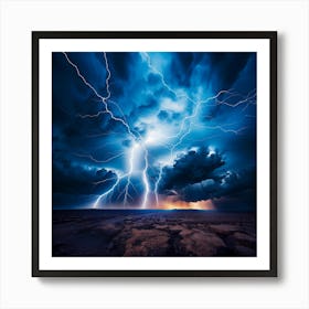 Lightning Storm Over Alien Landscape Art Print