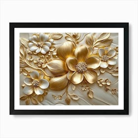Gold Flowers 29 Art Print