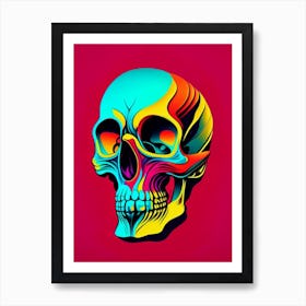 Skull With Tattoo Style Artwork Primary Colours 3 Pop Art Art Print