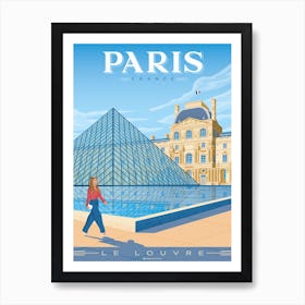 Paris France Le Louvre Museum Pyramids Art Print