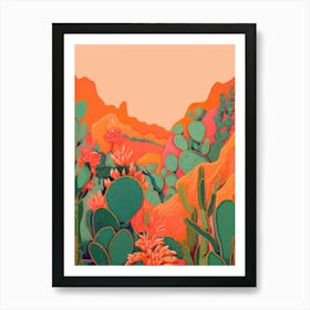 Boho Plant Painting Pencil Cactus 1 Art Print