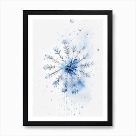 Graupel, Snowflakes, Minimalist Watercolour 5 Poster