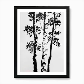 Birch Tree Simple Geometric Nature Stencil 1 Art Print