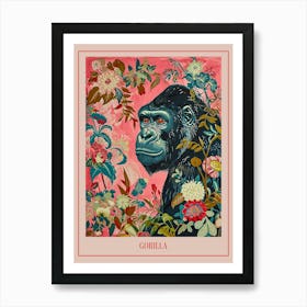 Floral Animal Painting Gorilla 3 Poster Art Print
