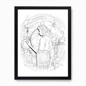 Line Art Inspired By The Creation Of The World And Other Business 2 Art Print