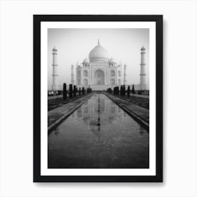 Taj Mahal Black And White Art Print