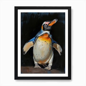 Galapagos Penguin Bleaker Island Colour Block Painting 3 Art Print