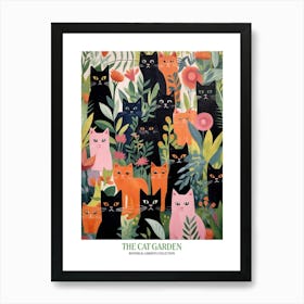 The Cat Garden Night Botanical Flowers Poster