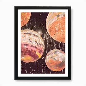Disco Ball Mirror Ball Pink Painting Affiche