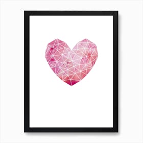 Watercolor Geometric Heart Print in Soft Pink Tones Art Print