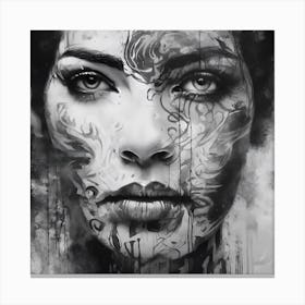 0 A(2) Wall Painting Painted On It The Face Of A Human Esrgan V1 X2plus Canvas Print