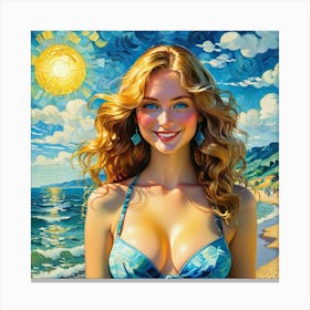 Girl On The Beach ghh Canvas Print