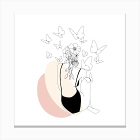 Woman and Butterflies Print Canvas Print