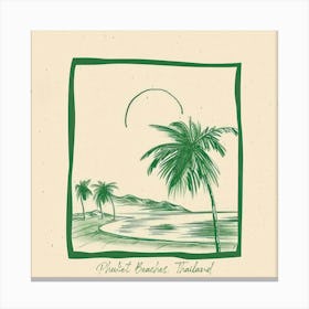 Phuket Beaches, Thailand Green Line Art Illustration Toile