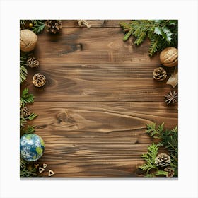 Earth Day Wooden Table From Above Banner Texture Stampe su tela