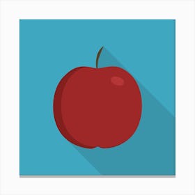 Red Apple Icon In Flat Long Shadow Design Leinwandbild