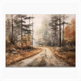 A Painting Of Country Road Through Woods In Autumn 36 Stampe su tela
