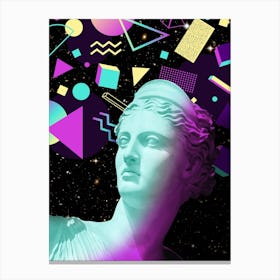 Retro Vaporwave Art Print: Neon Greek Statue – Neon Aesthetic 80s Art, Cyberpunk Wall Decor, Abstract Geometric Space Poster, video game art Toile