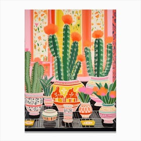 Cactus Painting Maximalist Still Life Fishhook Cactus 2 Canvas Print