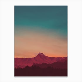 Royal Dusk Mountain Red Mountain Pink Blue Sky Stampe su tela