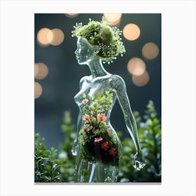 Woman With Plants In Her Body Canvas Print