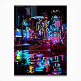 Neon night city: Las Vegas (synthwave/vaporwave/retrowave/cyberpunk) — aesthetic poster Toile