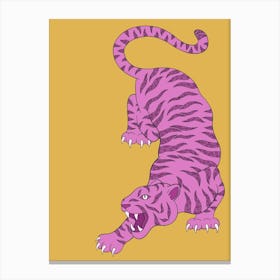 Pink leafy tattoo tiger Leinwandbild
