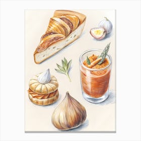 Restaurant themed illustration  French cuisin Art Print Canvas Print