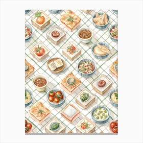 Restaurant themed illustration cuisin Italian food Art Print 02 Stampe su tela