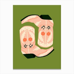 Fancy Boots In Pink And Green Stampe su tela